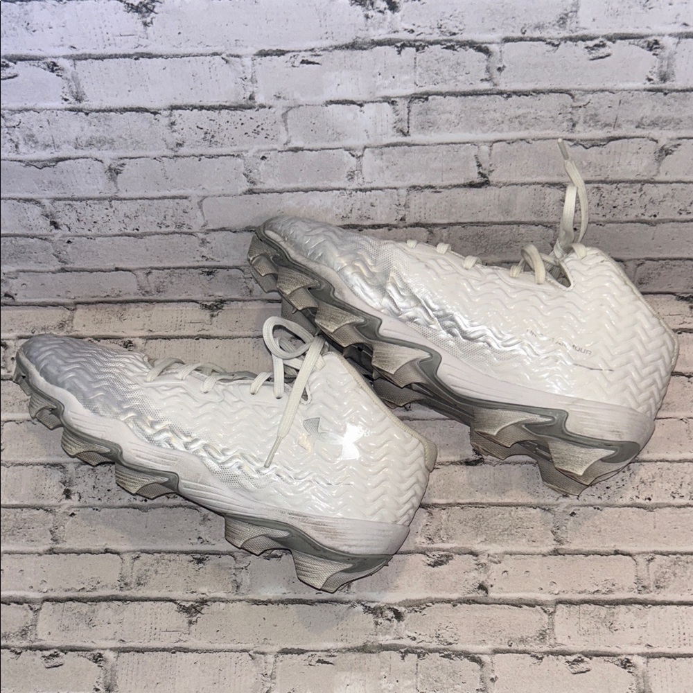 Under Armour White and Silver Men's Football Cleats